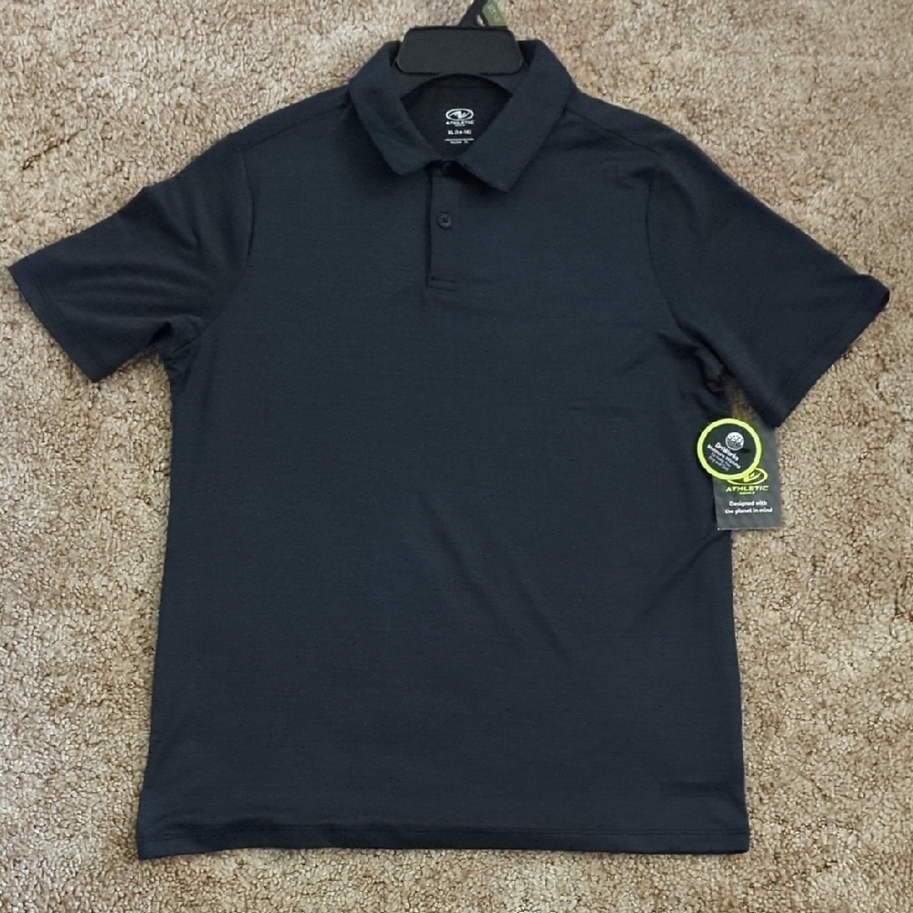 Boys Rich Black Polo Shirt - Size 14-16